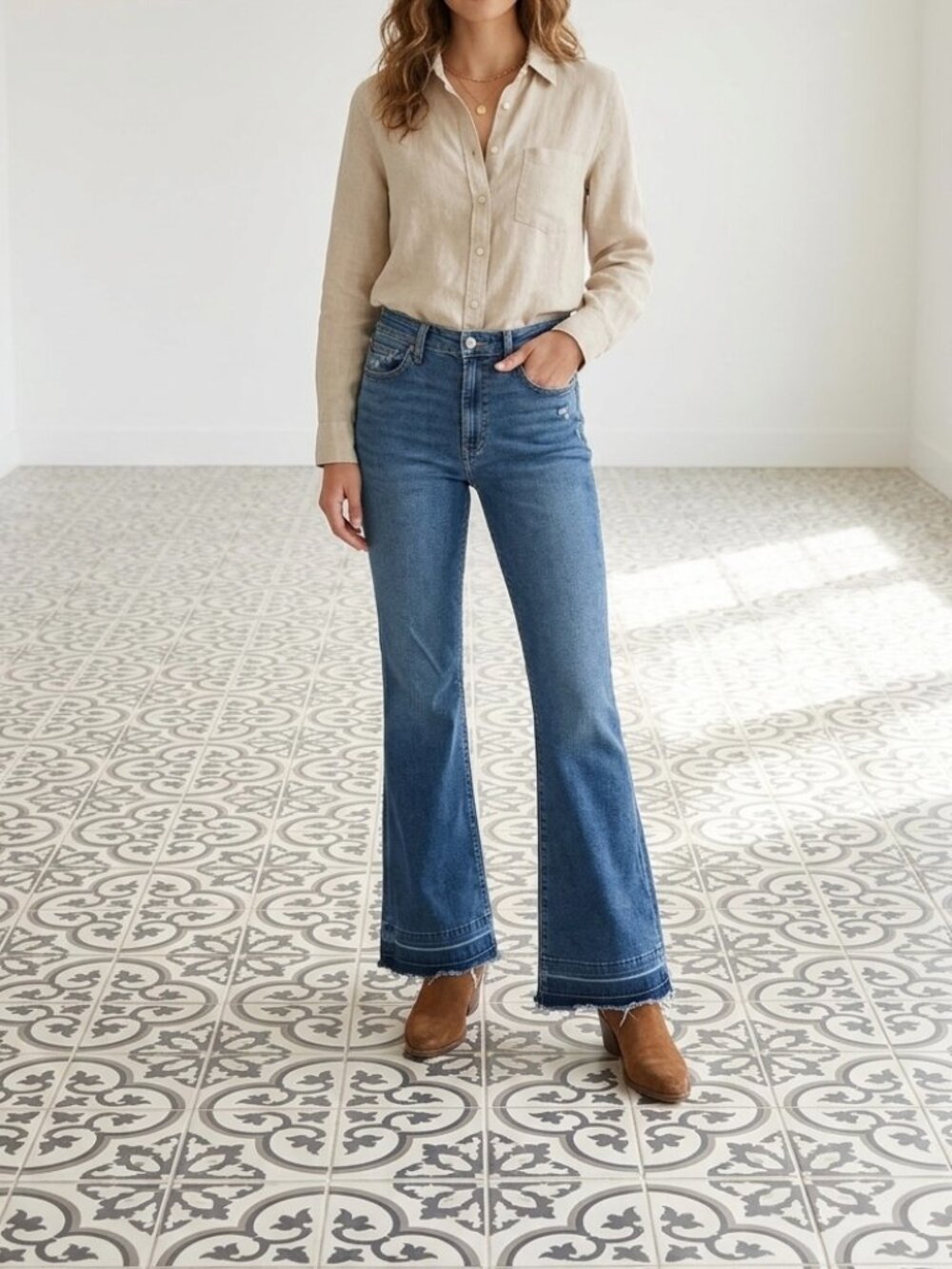 Hudson Jeans Heidi Rockport High Rise Flare Jeans Size 28 Raw Released Hem Retro